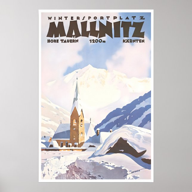 Mallnitz Art Austria Ski Poster Austrian Vintage (Front)