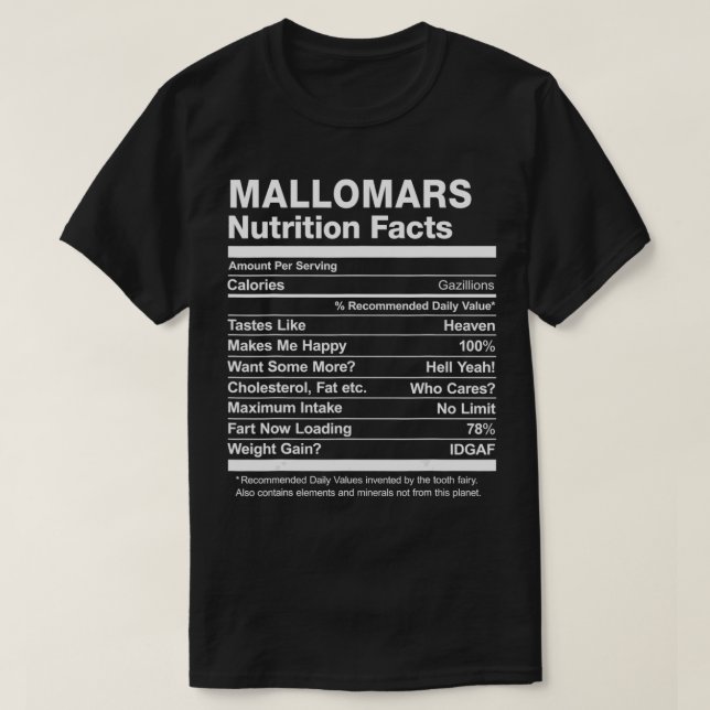Mallomars Nutrition Facts Funny  T-Shirt (Design Front)