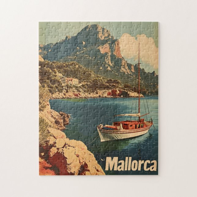 Mallorca Coastal Bliss Vintage Postcard Jigsaw Puzzle (Vertical)
