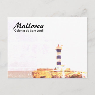 Mallorca Colonia de Sant Jordi Lighthouse Art Postcard