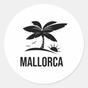 Mallorca Palm Tree Vacation Sunset Beach Ocean Men Classic Round Sticker