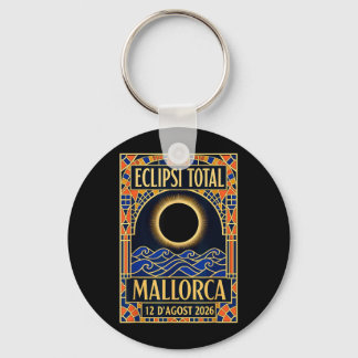 Mallorca Solar Eclipse 2026 - Catalan Modernist Key Ring