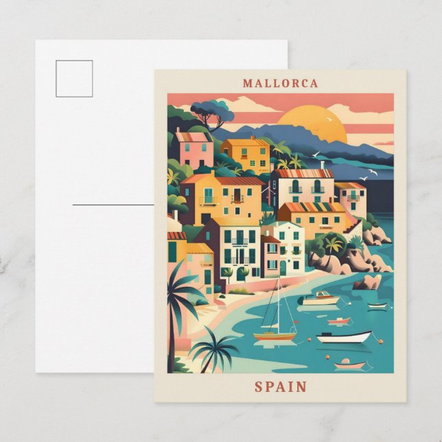 Mallorca Spain Art Elegant Vintage Travel Postcard (Front/Back)