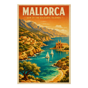 Mallorca, Spain, in a classic retro Poster