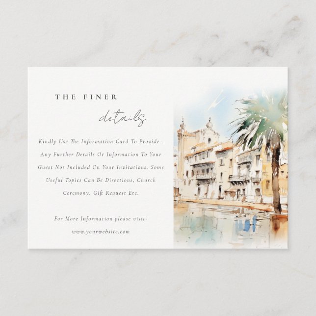 Mallorca Spain Landscape Wedding Details Enclosure Card (Front)