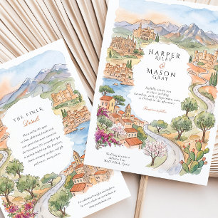 Mallorca Spain Palma Cathedral Bellver Wedding Invitation