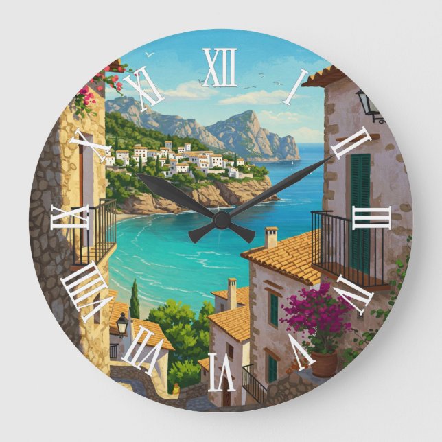 Mallorca Spain Travel Large Clock (Front)