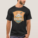 Mallorca Spain Travel Retro Badge T-Shirt<br><div class="desc">Mallorca retro travel design in an emblem style showcasing Santa María Cathedral. Mallorca (Majorca) is one of Spain's Balearic Islands in the Mediterranean.</div>