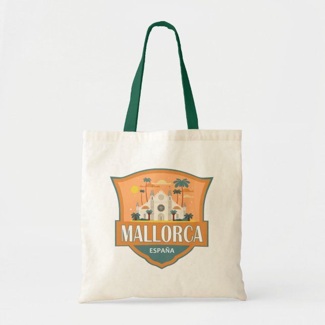 Mallorca Spain Travel Retro Badge Tote Bag (Front)