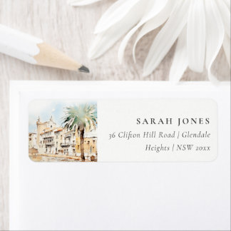 Mallorca Spain Watercolor Landscape Address