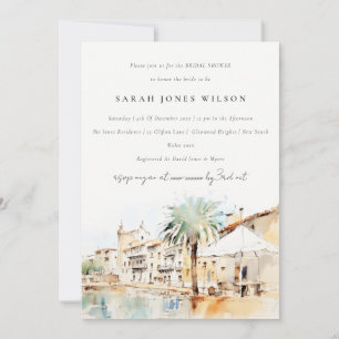 Mallorca Spain Watercolor Landscape Bridal Shower Invitation