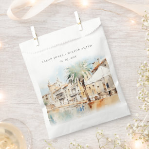 Mallorca Spain Watercolor Landscape Wedding Favour Bags