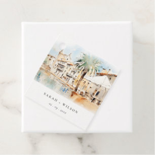 Mallorca Spain Watercolor Landscape Wedding Favour Tags
