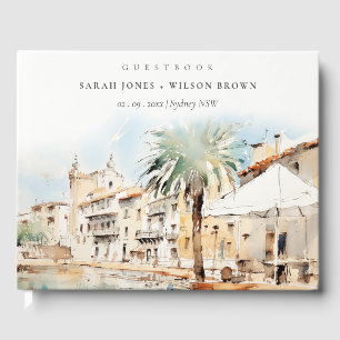Mallorca Spain Watercolor Landscape Wedding Guest Book