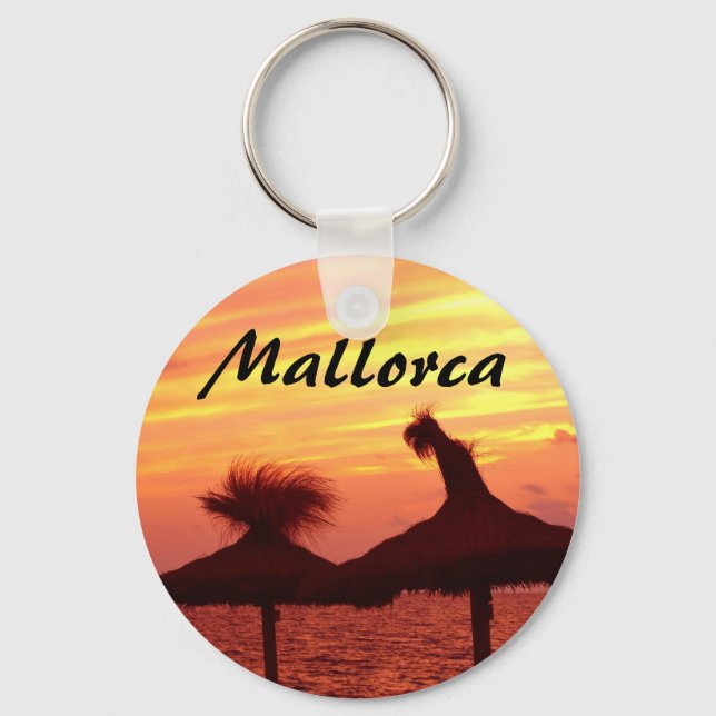 Mallorca Sunset Travel Photo Souvenir Key Ring (Front)