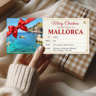 Mallorca Trip Christmas Reveal Gift Ticket Card