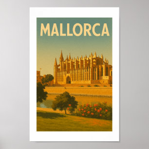 Mallorca Vintage Retro Cathedral Poster