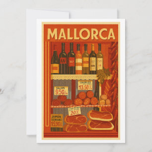 Mallorca Vintage Retro Wine Chorizo Store Window Holiday Card