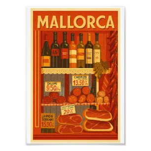 Mallorca Vintage Retro Wine Chorizo Store Window Photo Print
