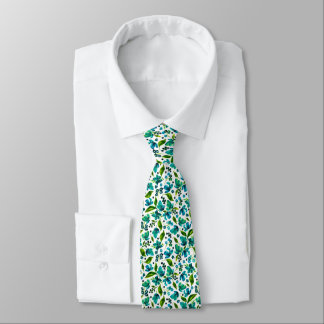 Mallorie Blue/Green Teal Watercolor Floral Tie