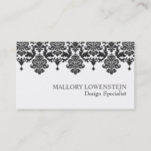 Mallory #1 Chic Black Damask Business Card