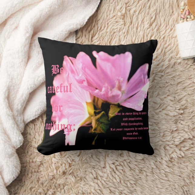 Mallow Bouquet Philippians 4:6 Cushion (Blanket)