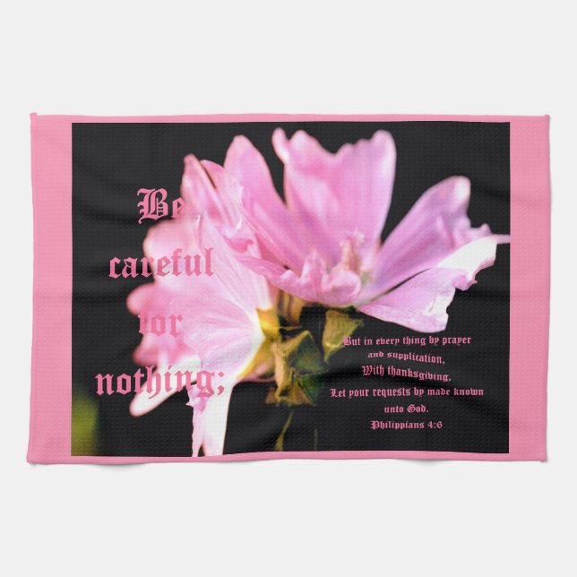 Mallow Bouquet Philippians 4:6 Tea Towel (Horizontal)
