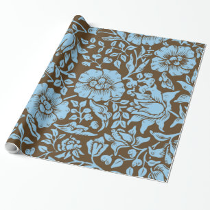 Mallow, vintage design, in soft blue and brown wrapping paper