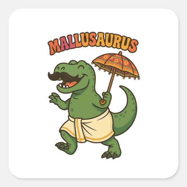 mallusaurus baby dino kerala square sticker (Front)
