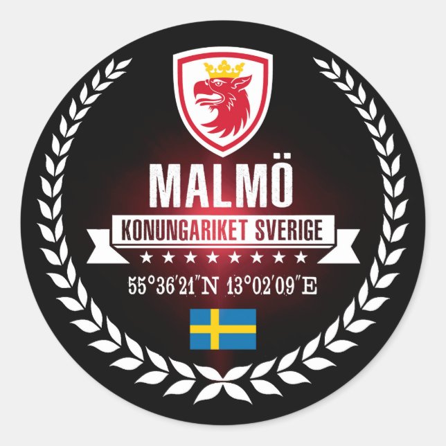 Malmö Classic Round Sticker (Front)