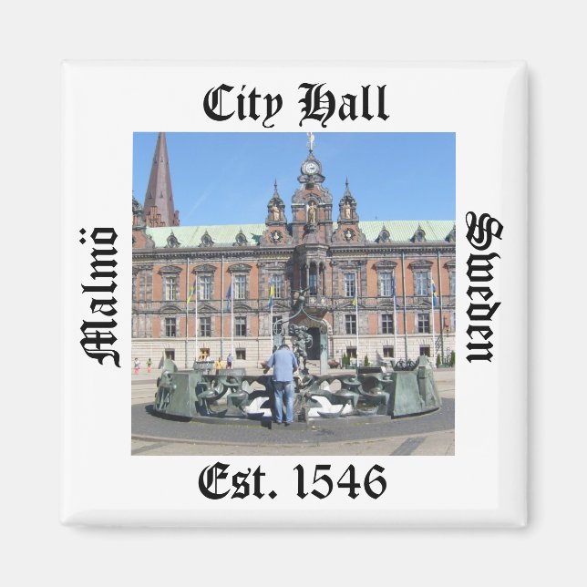 Malmö Sweden - City Hall Magnet (Front)