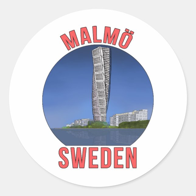 Malmo Sweden Classic Round Sticker (Front)