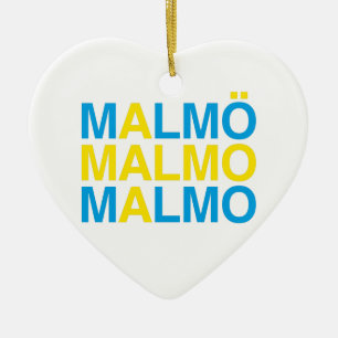 MALMO Swedish Flag Ceramic Tree Decoration