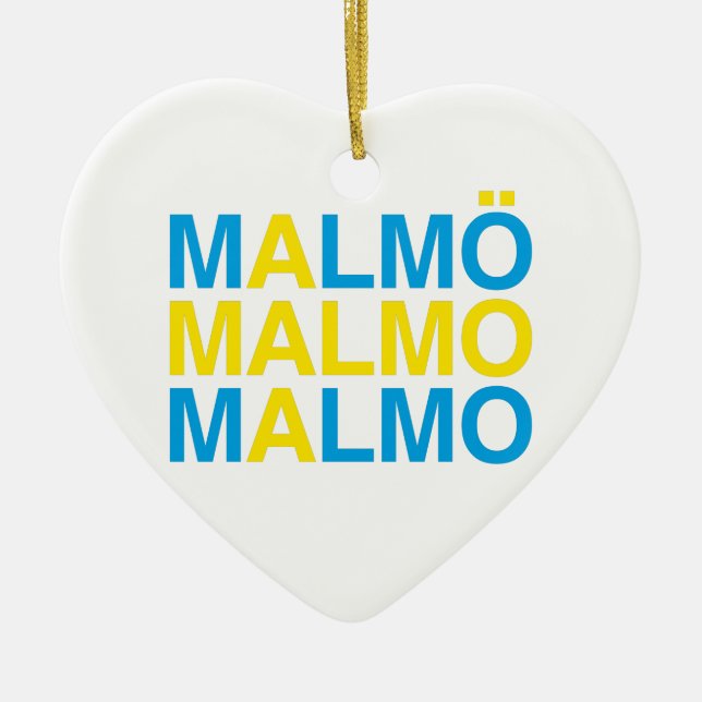 MALMO Swedish Flag Ceramic Tree Decoration (Front)