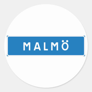 Malmo, Swedish road sign Classic Round Sticker