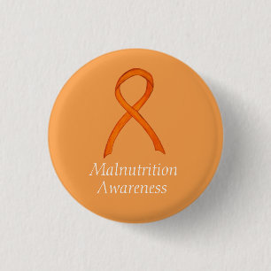 Malnutrition Orange Awareness Ribbon Custom Pin