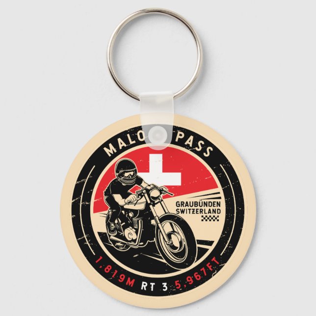 Maloja Pass | Switzerland | Motorcycle Key Ring (Front)