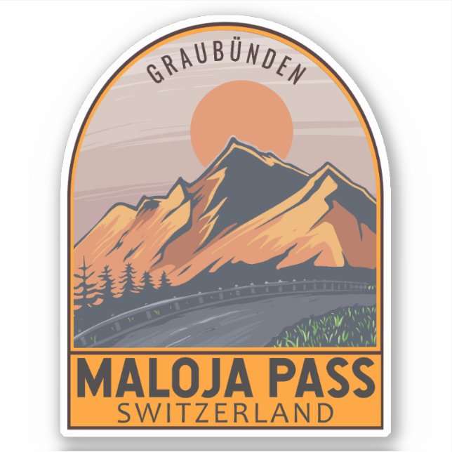 Maloja Pass Switzerland Retro Travel Emblem (Front)