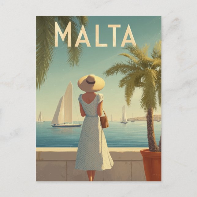 Malta 50s vintage postcard (Front)
