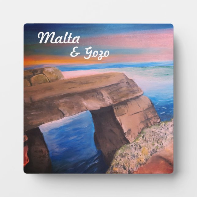 Malta and Gozo Souvenir Tabletop Plaque with Easel (Front)