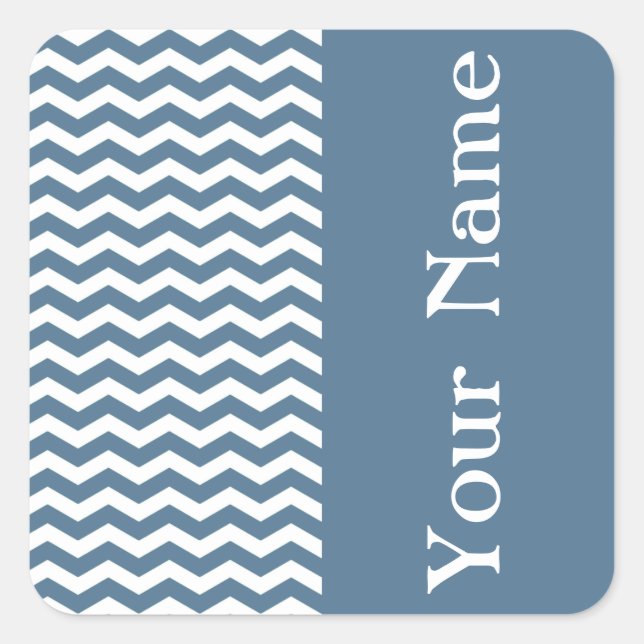 Malta Blue Wave Chevron with name Square Sticker (Front)