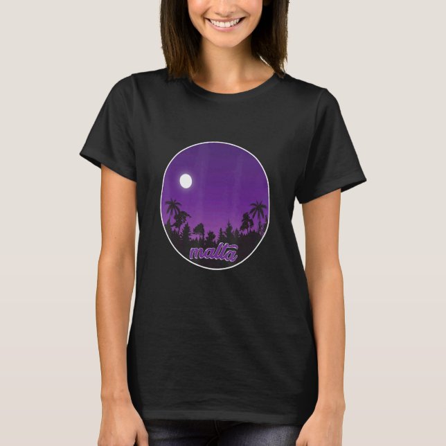 Malta By Night With Palms T-Shirt (Front)