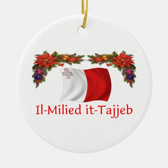 Malta Christmas Ceramic Tree Decoration (Front)