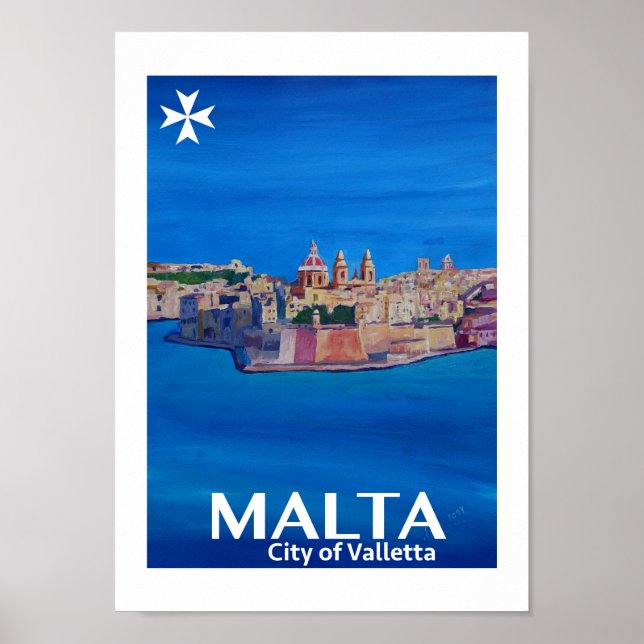 Malta City of Valetta Retro Poster (Front)