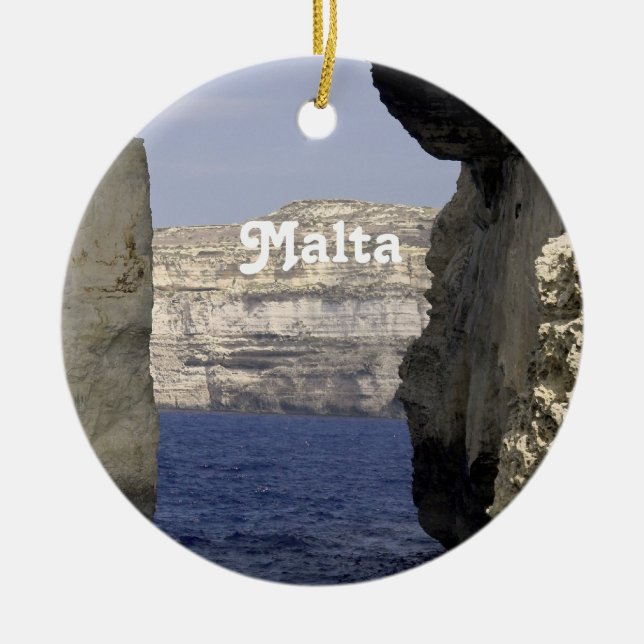 Malta Coast Ceramic Tree Decoration (Front)
