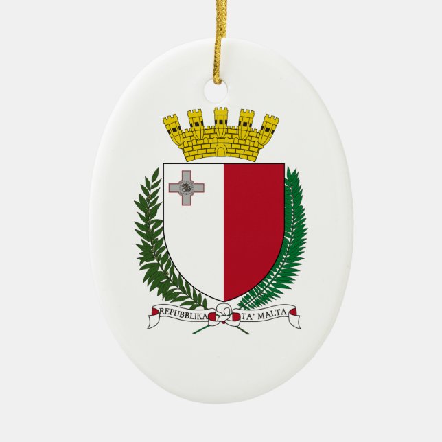 Malta Coat of Arms Ceramic Tree Decoration (Front)