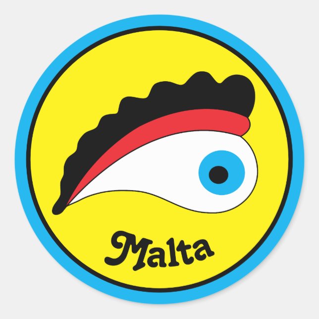 Malta Fishing Boat Lucky  Eye Colourful Classic Round Sticker (Front)