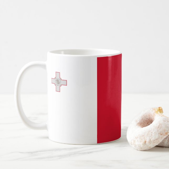Malta Flag Customisable Coffee Mug (With Donut)