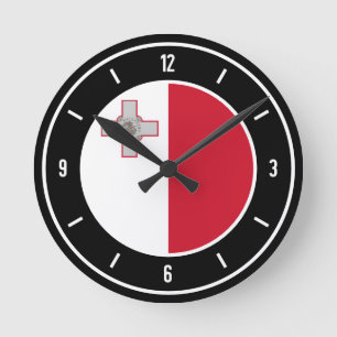 Malta Flag Elegant Round Clock