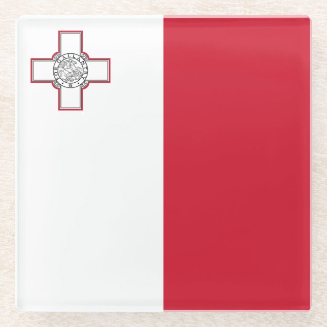 Malta Flag Glass Coaster (Front)